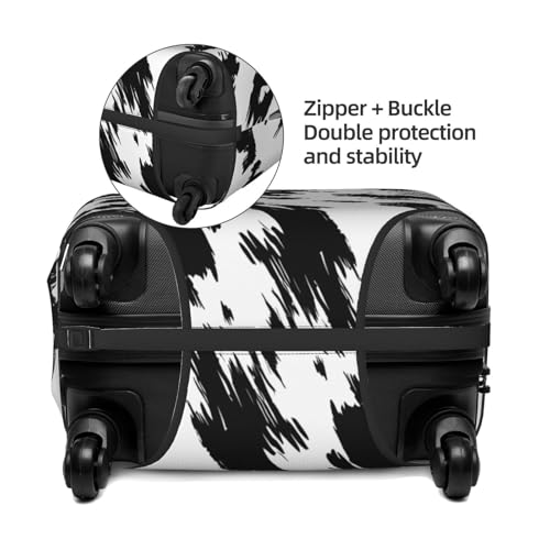 Black And White Leopard Print Elastic Travel Luggage Cover, Washable Spandex Suitcase Protector, Anti-Scratch Fits 18-32 Inch4