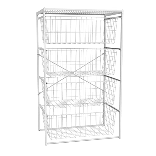 image for ClosetMaid Wire Basket 4 Drawer Organizer Unit with Shelf for Pantry, 