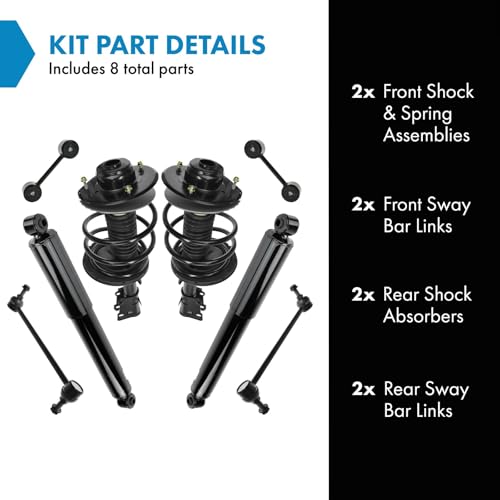 Image of TRQ Front and Rear Suspension Kit Complete Strut & Coil Spring Assembly Shock Absorber Sway Bar Stabilizer Link Compatible with 01-07 Chrysler Dodge