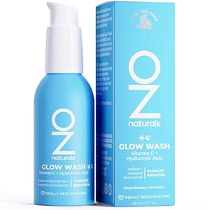 OZNaturals Glow Wash – Anti Aging Face Wash with Hyaluronic Acid and Vitamin C – Brightens, Plumps, and Hydrates Skin – Targets Sun Spots – 3 oz