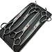 7.0in Titanium Black Professional Pet Grooming Scissors Set,Straight & Thinning & Curved Scissors 4pcs Set for Dog Grooming,(Black)