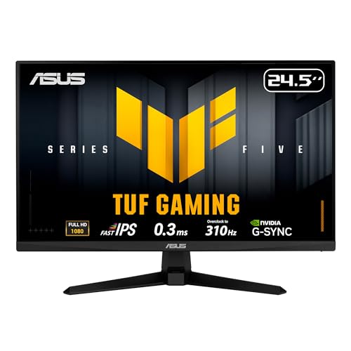 ASUS TUF Gaming VG259QMR5A 24,5 Zoll Full HD Monitor (Fast IPS Panel, 310 Hz, 0,32ms Reaktionszeit, AMD FreeSync Premium, ELMB Sync, Gaming AI, DisplayPort 1.4, 2X HDMI 2.0, Lautsprecher)