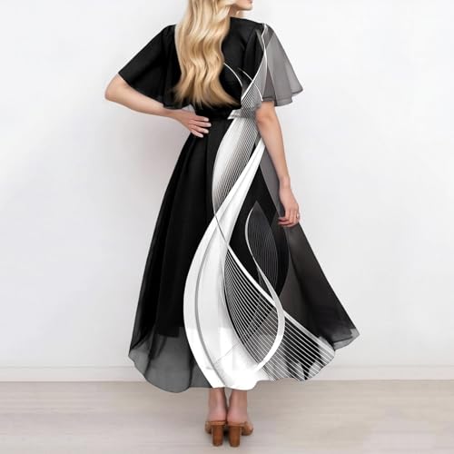 Spring Summer Chiffon Midi Dresses for Women 2025 Elegant Classy Wedding Guest Floral Formal Cocktail Prom Dress