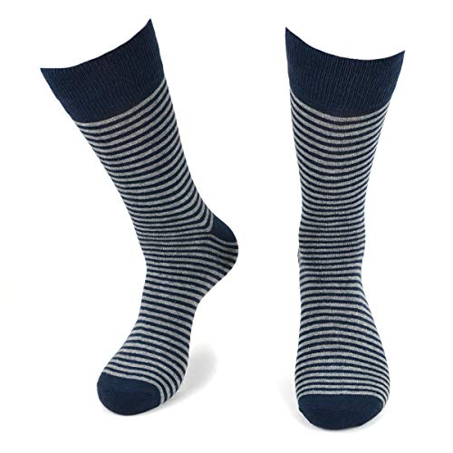 BG Premium Dress Socks for Men. Classic and Formal Apparel Patterned Socks, 3 Pair Set with a Gift Box - Blue Argyle & Stripes4