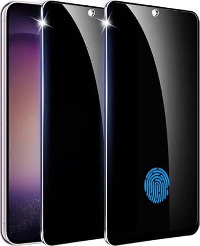 Amleute 2+1 Pack Designed for Samsung Galaxy S23 Plus Privacy Screen ProtectorSupport Fingerprint Unlock 9H Tempered Glass Anti-Spy Flim Compatible for Samsung S23+Plus 5G