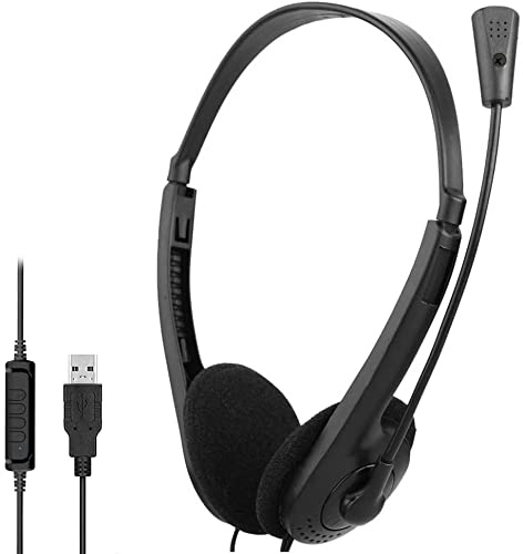 XPSH Casques USB Filaire avec Micro Anti-Bruit et Contrôle de Volume, PC Casque pour Skype, Business, SoftPhone, Centre d'appels, Tablette Oreillette Cover