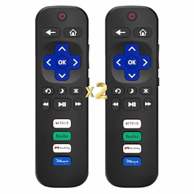 (Pack of 2) Compatible with Roku TV Remote Control Replacement, TCL Roku, Hisense, Sharp, Onn Roko, Element, RCA Roko Smart TV Series (No Voice, Not for Ruku-Stick/Box). 1 Year Warranty.