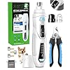 Dog Nail Grinder Super Quiet Dog Nail Trimmers 3 Grinding Wheels 3 Speed Rechargeable Pet Nail Grinder LED Display Dog Nail Clippers Kit for Large Medium Small Dogs Cats Dog Nail File Toenail Clippers
