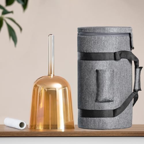 CVNC 432HZ 6 Inch F Note Golden Tea Color Quartz Handle Singing Bowl with Carry Case Bag for Sound Healing and Meditation