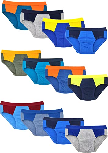 JAST Pack 12 Calzoncillos Slip de Algodón para Niño. Marca Española. Tallas de 2 a 16.