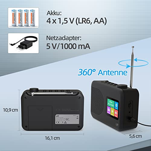 Dab Radio, LFF DAB Digitalradio, Radio Klein UKW-Digitalradio, DAB Plus Radio, Küchenradio mit Kabel oder Batteriebetriebenes Radio, Farbdisplay Radio mit Bluetooth – Bild 7