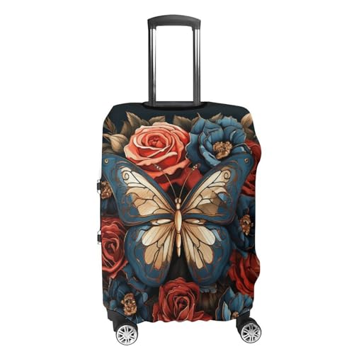 Travel Luggage Cover Elastic Suitcase Protector Anti-Scratch Washable Butterflies And Roses Luggage Sleeve Tsa Approved Carry on Covers Baggage Cover Fits 18-32 Inch Luggages4