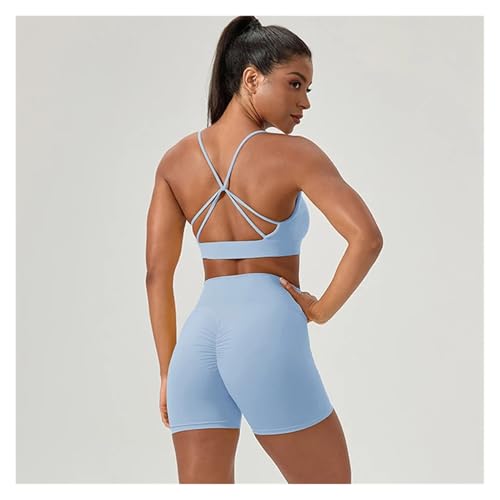 Traje de gimnasio transpirable de secado rápido con pantalones cortos de cintura alta 5