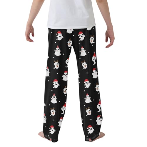 CaTaKu Boys Christmas Cute Ghost Pants for Boys Girls Wide Leg Sweatpants Kids Long Bottoms with Pockets Size 6-14Y2