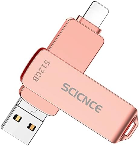 SCICNCE USB 3.0 Flash Drive 512GB Intended for iPhone, USB Memory Stick External Storage Thumb Drive Photo Stick Compatible with iPhone, Android and Computer (Rose Gold)
