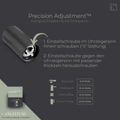 LAMBDA COFFEE® TERRA SIGMA I Espressomühle mit 108 einstellbaren Mahlgraden mit 0,055mm Einstellpräzision I Edelstahl Mahlwerk I leichtes… – Ansicht 4