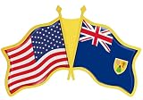 USA and Turks & Caicos Crossed Flag Lapel Pin | American Turks and Caicos Islander National Friendship Souvenir Gifts for Men & Women | US TCI‌ Flag Patriotic Pins for Hat, Tie, and Backpack (1pc)