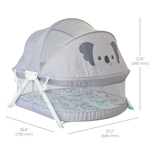 Image of Infantino Sweet Dreams Fold & Go Bedside Bassinet, Lightweight Portable Baby Sleeping Bed, Quick Fold and Easy to Carry, Adjustable Canopy, Indoor and Outdoor Crib for Bebies