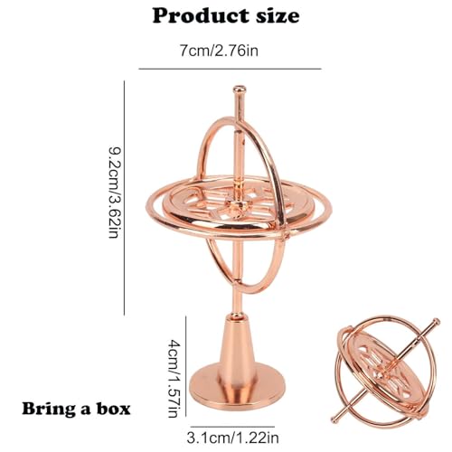 Image of Gyroscope, Premium Metal Stress Relief Gyroscope Toy, Floating Physics Toy for Adults and Kids, Desktop Gyroscopes in Rose Gold