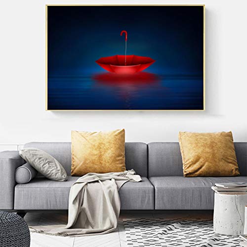 Peinture moderne abstrait parapluie rouge à impression HD éclatante sur toile 40x60cm