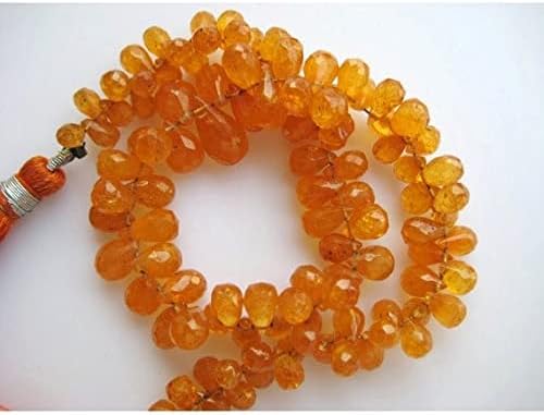 LKBEADSLKBEADS Spessartine Garnet - Orange Garnet - Fanta Garnet - Faceted Tear Drop Beads - 5x3mm to 10x5mm Each - 4 Inch