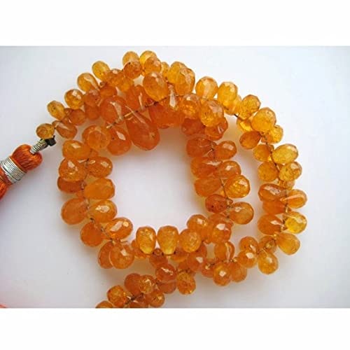 LKBEADSLKBEADS Spessartine Garnet - Orange Garnet - Fanta Garnet - Faceted Tear Drop Beads - 5x3mm to 10x5mm Each - 4 Inch