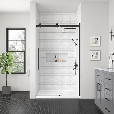 OVE Decors Bel 46-in to 48-in W x 78.75-in H Frameless Sliding Shower Door Soft-Close in Oil-Rubbed Bronze