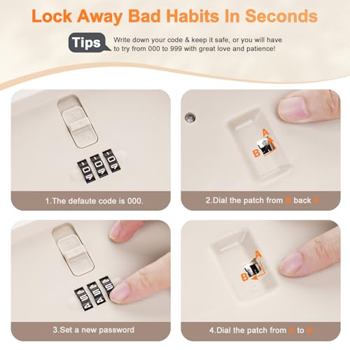 Image of Upgraded Taller Lock Box for Medication, Phone Jail & Snacks - Large Lockable Storage Box with 3-Digit Combination Lock, Food-Safe BPA-Free Plastic- Medicine Lock Box for Home, Fridge, Travel