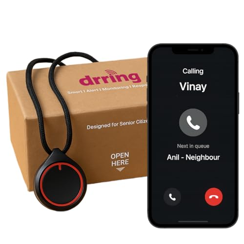 Image of DrRing Wearable SOS Emergency Alert Button for Seniors | Pendant with Whatsapp Alerts | 30-Day Battery | Free 12-Month Subscription | (Android Only)