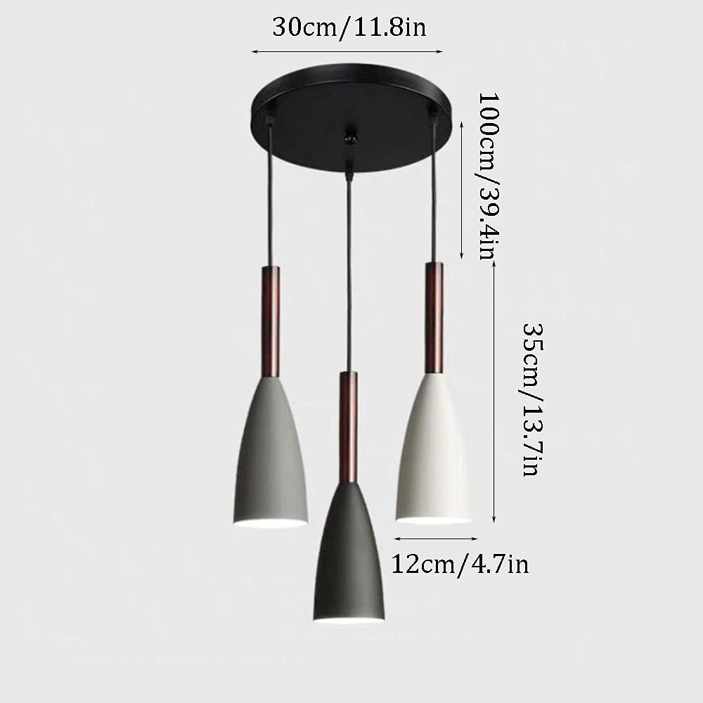 Lampadario in ferro battuto in metallo, lampada a sospensione a tre teste E27, lampada da soffitto, lampada a sospensione in stile industriale retrò, paralume in metallo, lampade a risparmio e