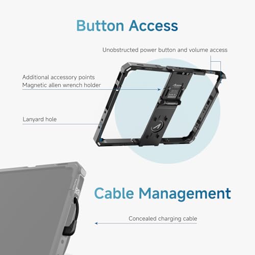 Image of Accsoon PowerCage Ⅱ iPad Case with NP-F Battery Adapter, Protective Case for ipad Gen 7, 8, 9, 10, 11,pad Air 3, 4, 5,6,7 ipad Pro 10.5inch, 11inch (M4 /M5),Use with SeeMo /SeeMo Pro /Nano