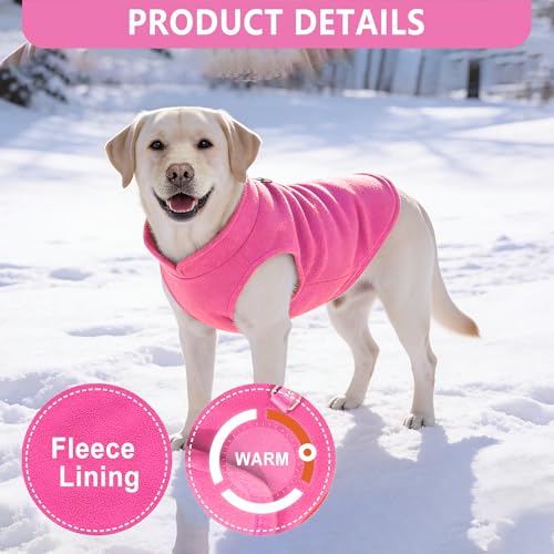 Image of 2 Pack XXL Dog Sweater, Fleece Dog Sweaters for Medium Large Dogs with Leash Ring Winter Warm Pet Sweater Thick Clothes Coat for French Bulldog, Dachshund (Pink,Purple, XX-Large)