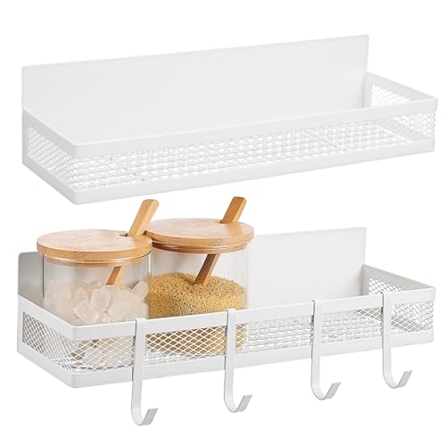 CHICAMPERA 2個 磁素材採用の浴室用磁棚 大容量スパイスラック フック付き キッチン冷蔵庫横収納 洗濯機側面対応 省スペースで安定設置可能