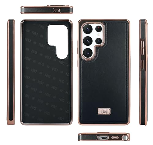 Image of BOUNCEBACK Faux Leather Electroplated Back Case /Cover for Samsung Galaxy S25 Ultra - Black