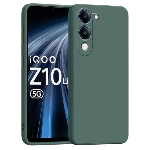 Image of amazon basics Back Cover for Vivo T4 Lite /iQOO Z10 Lite 5G | Ultra Slim Soft Rubberised Case | Matte Silicone Flexible Mobile Case | Camera Protection - Green