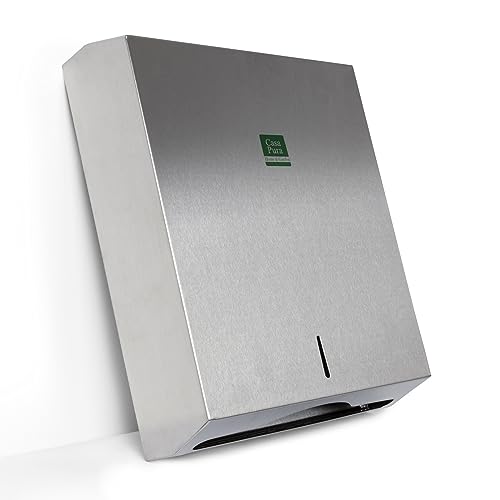 Floordirekt Papierspender aus Edelstahl für 350 bis 550 Papierhandtücher - abschließbar mit 2 Schlüsseln - Handtuchspender inklusive Montagematerial - Falttuchspender Papiertuchspender C/V-Falz