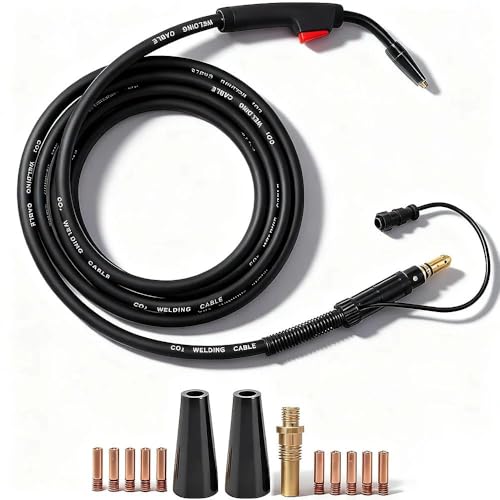 Image of 10ft 15ft Mig Gun Replacement For Lincoln Electric WELD-PAK 180i MP/180HD/140HD/125HD （Easy-Mig 140） K5257-1/K2514-1/K2515-1/K25131/K2697-1 Flux CoreWelder (15FT MIG GUN + TIPS)