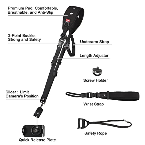 TECDW Camera Strap With Camera Wrist Strap, Quick Release Plate, Safety Tether, Quick Release Camera Neck Strap - Image 3