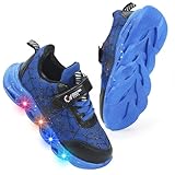 Kosriar Cartoon LED Illuminated Sneakers for Outdoor Sports and Running with Breathable Design and Party Fun(Blue,6)