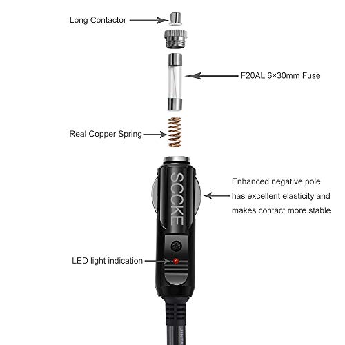 SCCKE-6FT-14WG-12V-Cigarette-Lighter-Plug-to-SAE-Quick-Release-Adapter-Extension-Charging-Cable-With-20A-Fuse-and-LED-Light