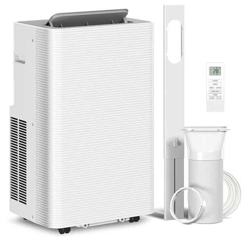 HOMCOM Aire acondicionado móvil 12000 BTU, aire acondicionado portátil 4 en 1, enfriamiento, deshumidificador, ventilador, modo nocturno, mando a distancia, temporizador 24H, oscilación, 3 velocidades