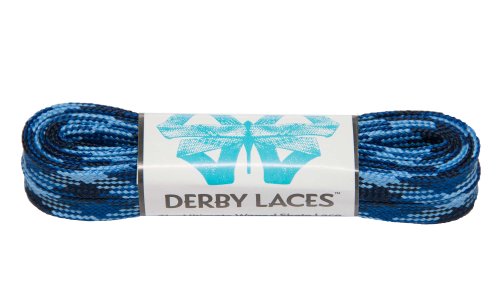 Derby Laces Blue Camouflage 60 Inch Waxed Skate Lace for Roller Derby, Hockey and Ice Skates, and Boots