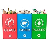 Bolsas de reciclaje reutilizables, cesta trenzada de clasificación impermeable – 3 piezas bolsas reutilizables de reciclaje impermeables con asa, para papeleras de hogar, cocina, oficina, jardín