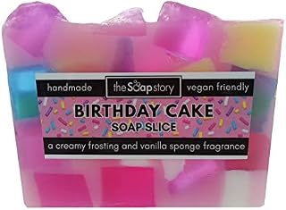 The Soap Story Handmade Soap Slice, Vegan Soap Bar made with Vegetable Glycerin, 100% Cruelty Free, Using Only the Best Ingredients for your Body, 120g| Vegan Gifts | Body Soap - Birthday Cake