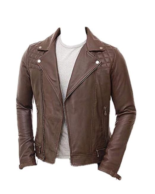 new choice leather Pure Genuine Leather Biker Jacket For Men's (NEWCHOICE-914-BROWN)-picture-15