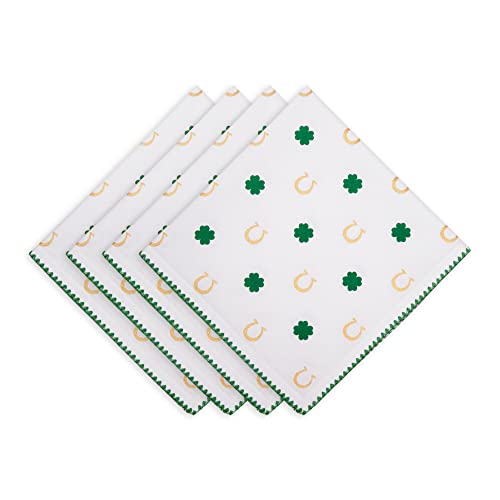 DII St. Patrick's Day Collection Tabletop, Napkin Set, 20x20, Clover Horseshoe, 4 Piece