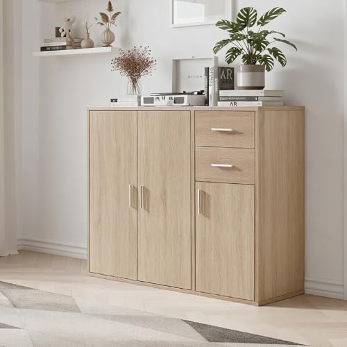 Panana Sideboard Storage Cupboard Cabinet Unit with Doors and Drawers Living Room Bedroom Furniture (Oak)