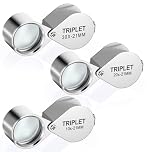 3 Pcs Jewelers Eye Loupe Set, 10X 20X 30X Pocket Jewelry Magnifier, Folding Design, Optical Glass Lens, Zinc Alloy Body, For Gems Coins Stamps Watches