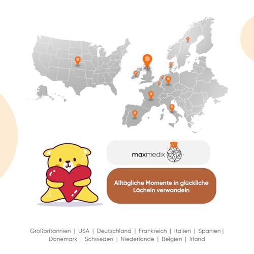 Multivitamin Gummibärchen für Kinder - Mit Omega 3 6 9, Vitamin C - 120 Multivitamin Kinder Gummies - Vitamin D3, B7, B12, E, B1, B2, B3, B5, B9 Jod, Zink - Mit Himbeer & Orangengeschmack - maxmedix