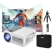 5G WiFi Projector with Android OS,12000L Native 1080P HD Projector,Phone Projector for IOS and Android,Compatible with Portable Bag and Tripod,HDMI/USB/PC/TV Stick/Switch Supported,White